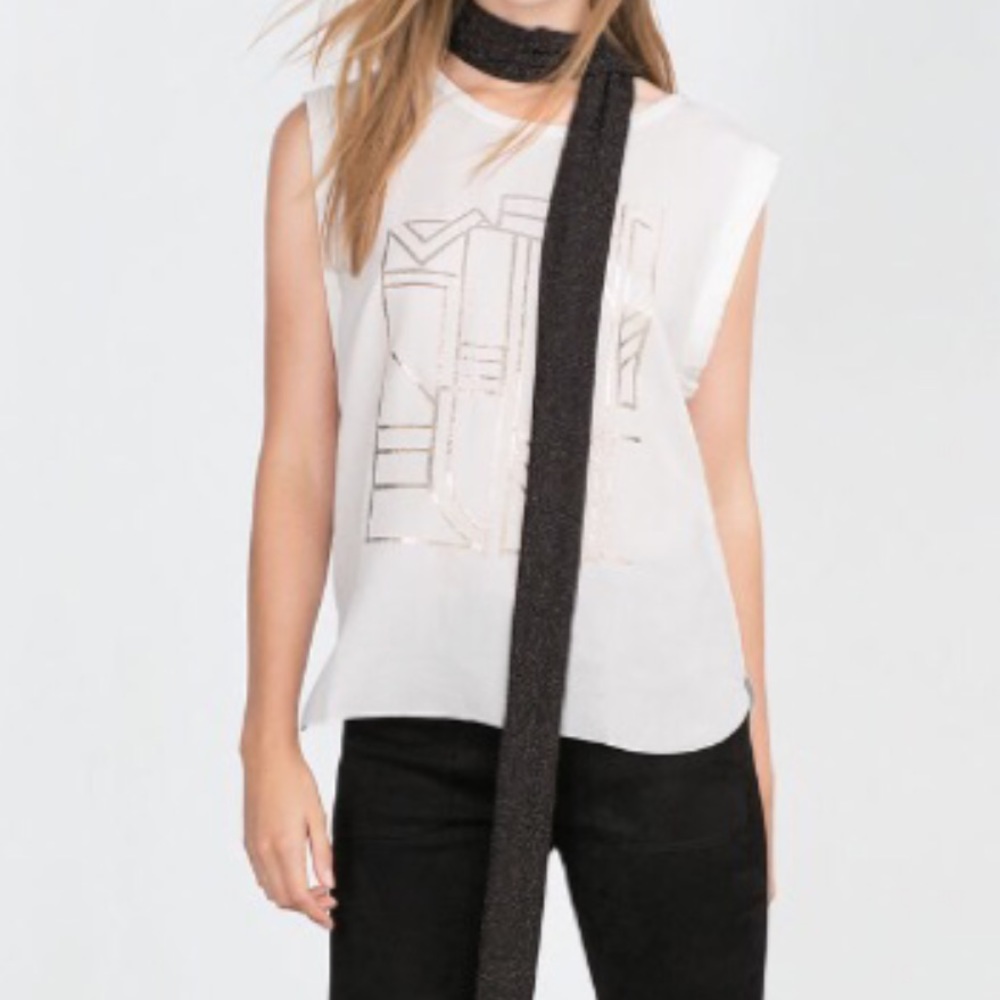 NWOT Zara Sleeves White Top